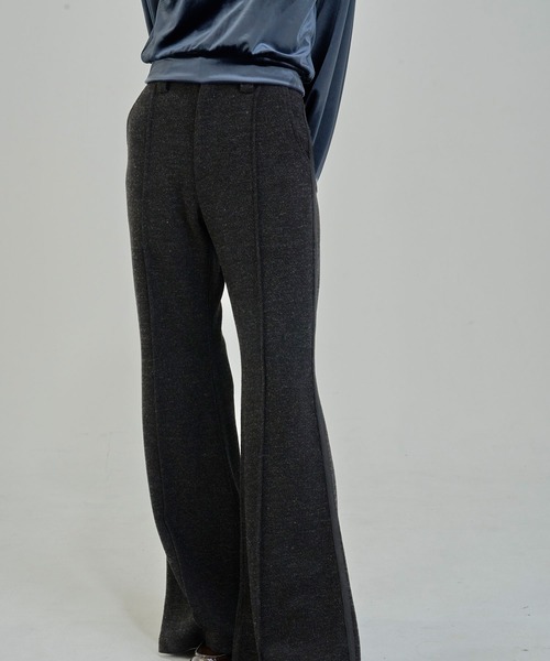 Nora Lily elle（ノラリリーエル）の「【Nora Lily】「elle」Lib Knit Line Bell Bottom（スウェットパンツ・レディース・ブラウン/ブラック・FREE）」の3枚目の写真