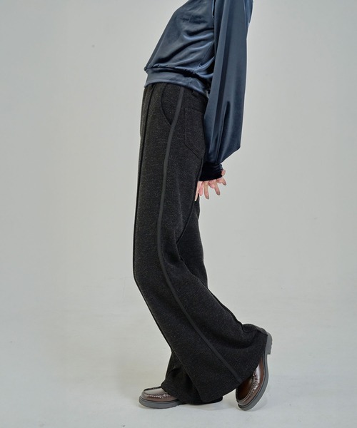 Nora Lily elle（ノラリリーエル）の「【Nora Lily】「elle」Lib Knit Line Bell Bottom（スウェットパンツ・レディース・ブラウン/ブラック・FREE）」の8枚目の写真