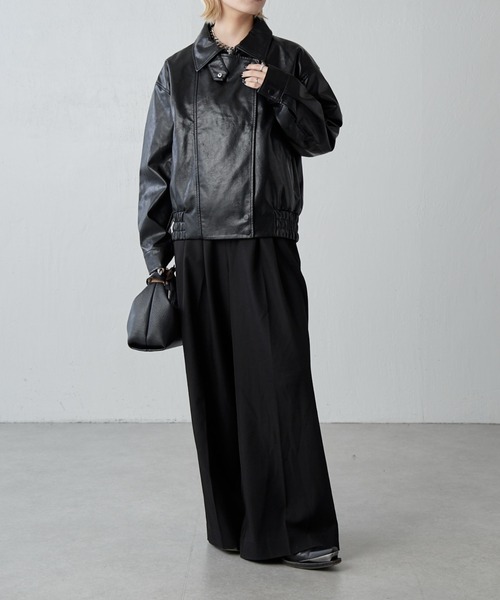 Lui's フェイクレザーブルゾン Lui's（ルイス）の「フェイクレザーZIPブルゾン（ブルゾン）」 - WEAR