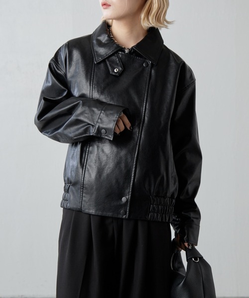 Lui's（ルイス）の「フェイクレザーZIPブルゾン（ブルゾン・レディース・ブラウン/ブラック・FREE）」の6枚目の写真