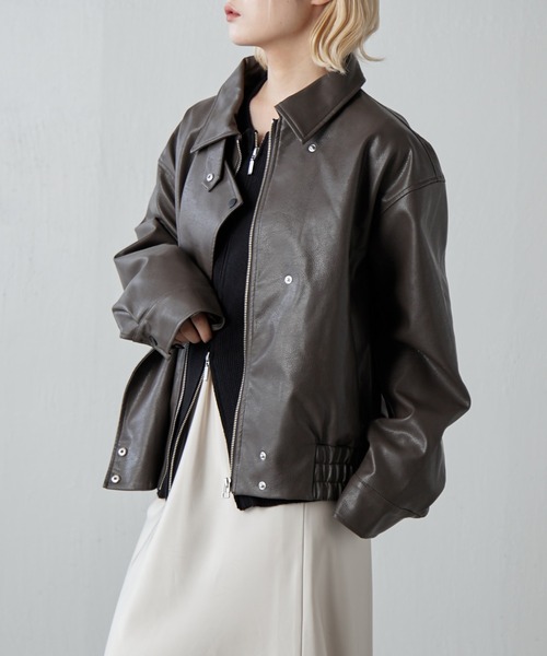 Lui's（ルイス）の「フェイクレザーZIPブルゾン（ブルゾン・レディース・ブラウン/ブラック・FREE）」の12枚目の写真