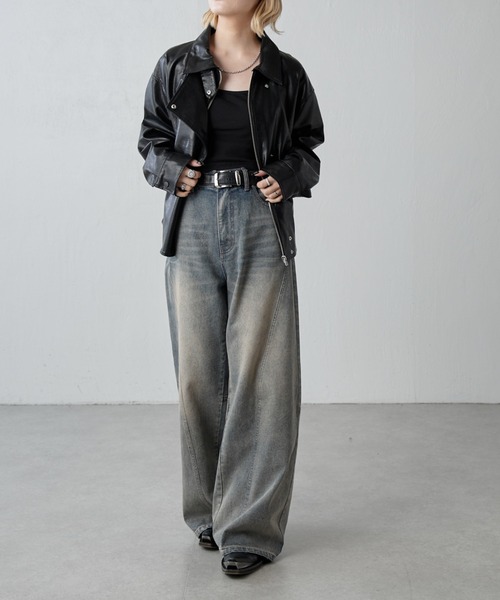 Lui's（ルイス）の「フェイクレザーZIPブルゾン（ブルゾン・レディース・ブラウン/ブラック・FREE）」の17枚目の写真