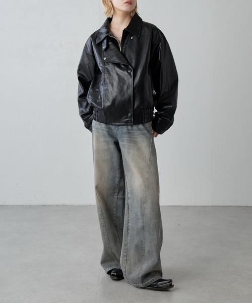 Lui's（ルイス）の「フェイクレザーZIPブルゾン（ブルゾン）」 - WEAR