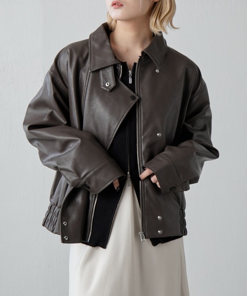 Lui's（ルイス）の「フェイクレザーZIPブルゾン（ブルゾン）」 - WEAR