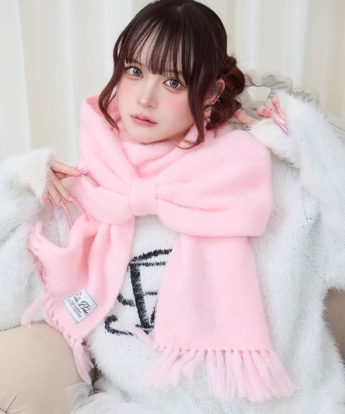 ♡No.211♡フリースマフラー♡ピンク♡おまけリボン♡ハンドメイド ♡ ♡No.211♡フリースマフラー♡ピンク♡おまけリボン♡ハンドメイド ♡