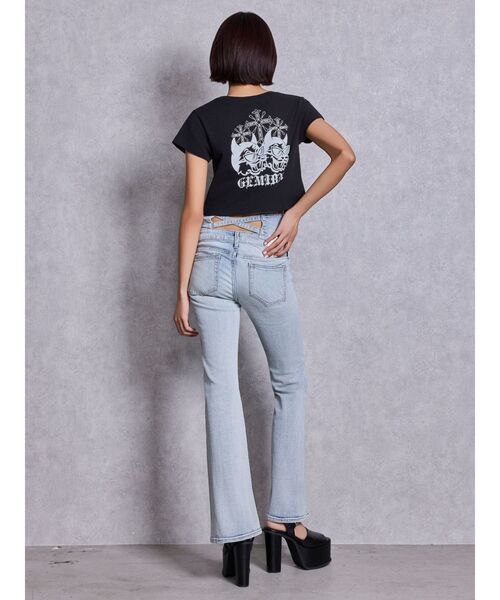 GYDA（ジェイダ）の「ハイウエストBACKクロスフレアパンツ（デニムパンツ・レディース・ブラック/ライトブルー/インディゴブルー・X-SMALL/SMALL/MEDIUM）」の12枚目の写真