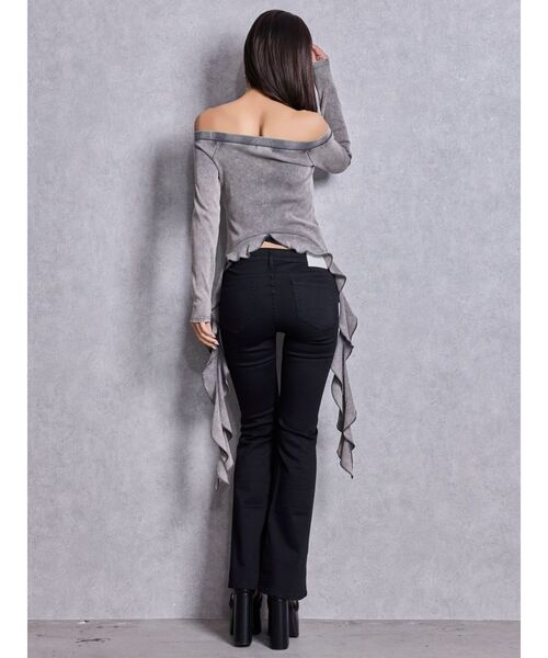 GYDA（ジェイダ）の「ハイウエストBACKクロスフレアパンツ（デニムパンツ・レディース・ブラック/ライトブルー/インディゴブルー・X-SMALL/SMALL/MEDIUM）」の15枚目の写真