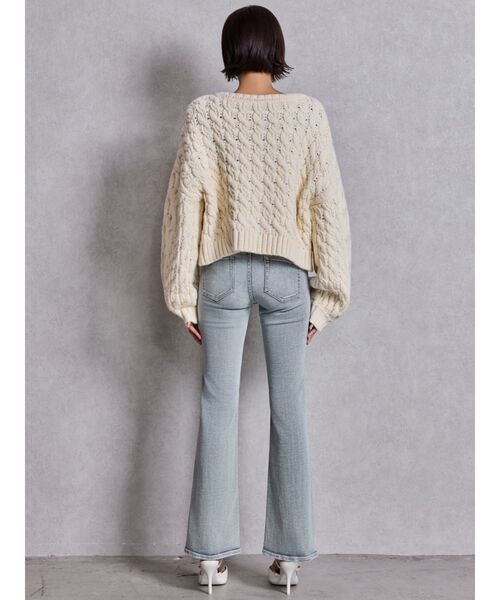 GYDA（ジェイダ）の「ハイウエストBACKクロスフレアパンツ（デニムパンツ・レディース・ブラック/ライトブルー/インディゴブルー・X-SMALL/SMALL/MEDIUM）」の17枚目の写真