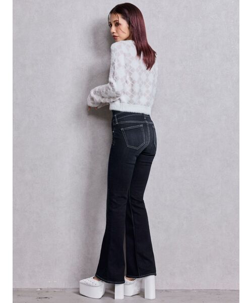 GYDA（ジェイダ）の「ハイウエストBACKクロスフレアパンツ（デニムパンツ・レディース・ブラック/ライトブルー/インディゴブルー・X-SMALL/SMALL/MEDIUM）」の19枚目の写真