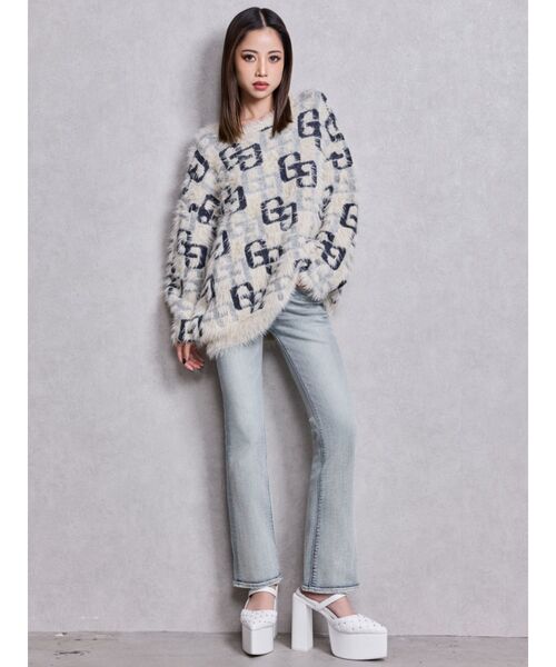 GYDA（ジェイダ）の「ハイウエストBACKクロスフレアパンツ（デニムパンツ・レディース・ブラック/ライトブルー/インディゴブルー・X-SMALL/SMALL/MEDIUM）」の20枚目の写真