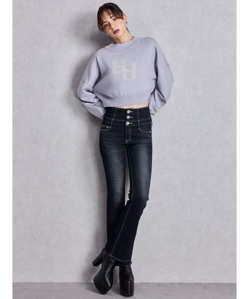 GYDA(ジェイダ)の「NEWハイウエストBACKクロスフレアパンツ(デニムパンツ・レディース・ブラック/ライトブルー/インディゴブルー・X-SMALL/SMALL/MEDIUM)」の8枚目の写真