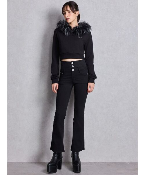 GYDA(ジェイダ)の「NEWハイウエストBACKクロスフレアパンツ(デニムパンツ・レディース・ブラック/ライトブルー/インディゴブルー・X-SMALL/SMALL/MEDIUM)」の10枚目の写真