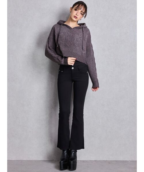 GYDA(ジェイダ)の「NEWハイウエストBACKクロスフレアパンツ(デニムパンツ・レディース・ブラック/ライトブルー/インディゴブルー・X-SMALL/SMALL/MEDIUM)」の11枚目の写真