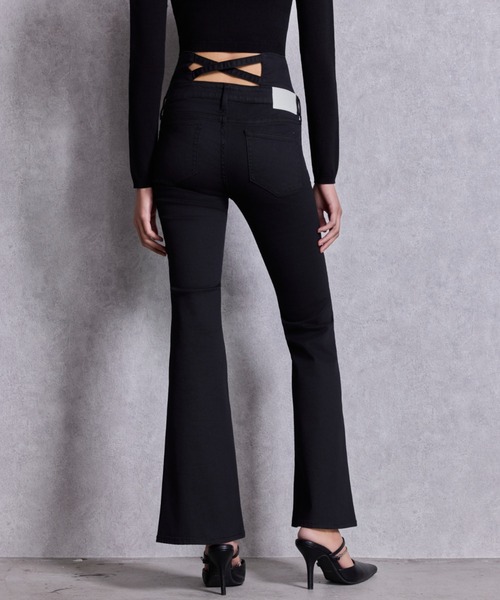 GYDA（ジェイダ）の「ハイウエストBACKクロスフレアパンツ（デニムパンツ・レディース・ブラック/ライトブルー/インディゴブルー・X-SMALL/SMALL/MEDIUM）」の2枚目の写真