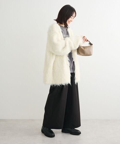 Green　Parks（グリーンパークス）の「あったか裏起毛フレアワイドパンツ（その他パンツ・レディース・杢グレー/アイボリー/ブラック・FREE）」の7枚目の写真