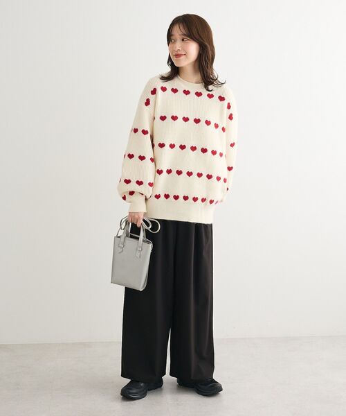 Green　Parks（グリーンパークス）の「あったか裏起毛フレアワイドパンツ（その他パンツ・レディース・杢グレー/アイボリー/ブラック・FREE）」の9枚目の写真