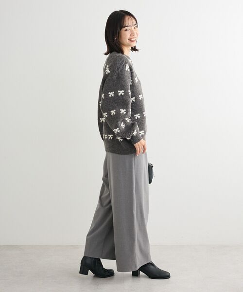 Green　Parks（グリーンパークス）の「あったか裏起毛フレアワイドパンツ（その他パンツ・レディース・杢グレー/アイボリー/ブラック・FREE）」の12枚目の写真