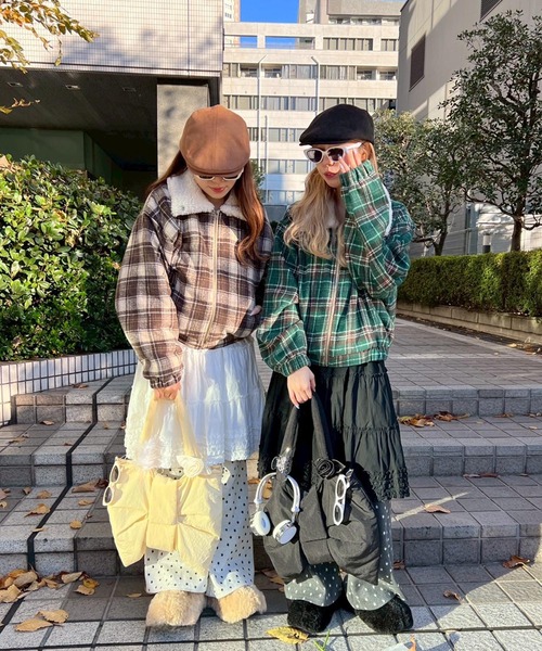 WC（ダブル シー）の「《一部店舗限定★》2WAY/ボア襟チェック柄ブルゾン（ブルゾン・レディース・ブルー/ブラウン/グリーン・MEDIUM/LARGE/X-LARGE）」の22枚目の写真