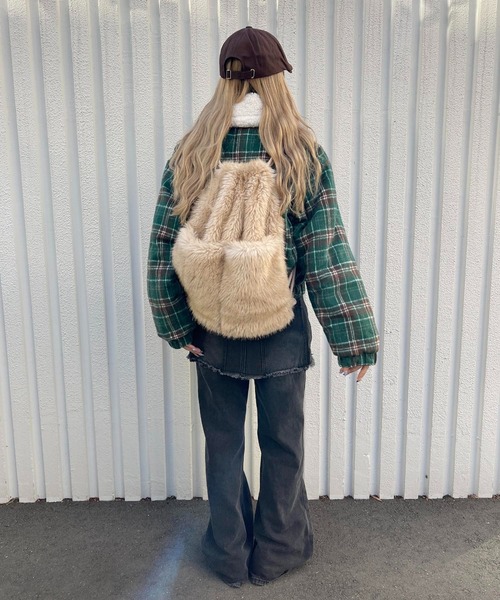 WC（ダブル シー）の「《一部店舗限定★》2WAY/ボア襟チェック柄ブルゾン（ブルゾン・レディース・ブルー/ブラウン/グリーン・MEDIUM/LARGE/X-LARGE）」の19枚目の写真