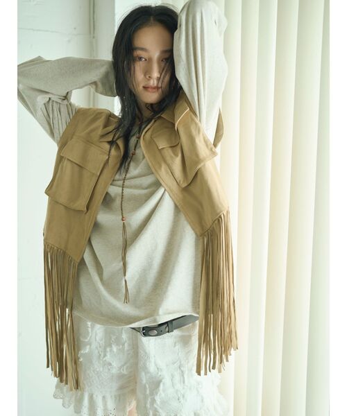 Ungrid（アングリッド）の「ボートネックビックシルエットロングスリーブTee（Tシャツ/カットソー・レディース・オフホワイト/チャコールグレー/ライトグレー/ピンク・FREE）」の6枚目の写真