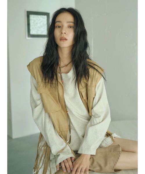 Ungrid（アングリッド）の「ボートネックビックシルエットロングスリーブTee（Tシャツ/カットソー・レディース・オフホワイト/チャコールグレー/ライトグレー/ピンク・FREE）」の9枚目の写真