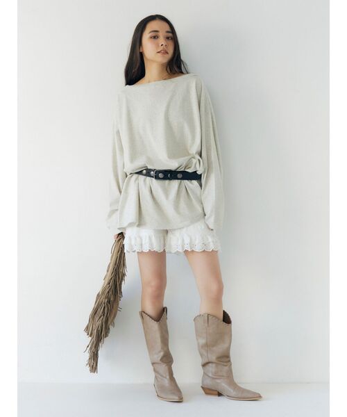 Ungrid（アングリッド）の「ボートネックビックシルエットロングスリーブTee（Tシャツ/カットソー・レディース・オフホワイト/チャコールグレー/ライトグレー/ピンク・FREE）」の11枚目の写真