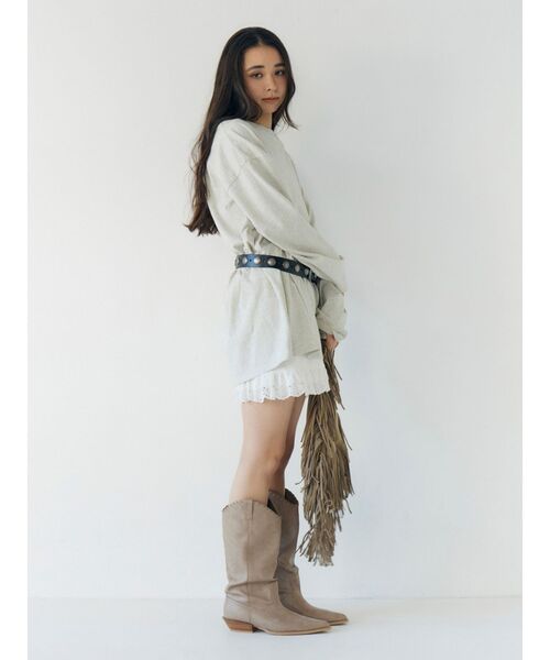 Ungrid（アングリッド）の「ボートネックビックシルエットロングスリーブTee（Tシャツ/カットソー・レディース・オフホワイト/チャコールグレー/ライトグレー/ピンク・FREE）」の12枚目の写真