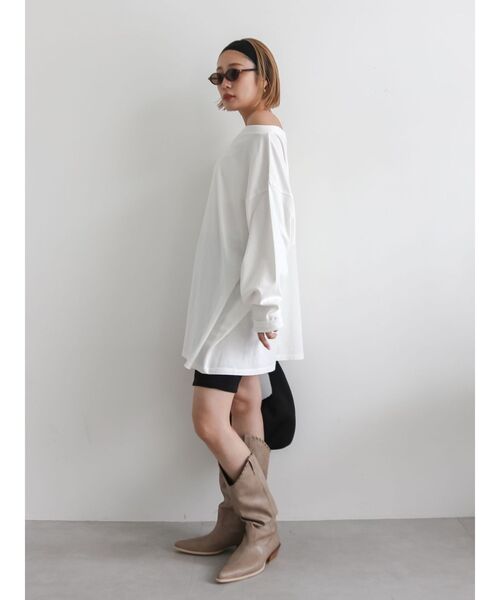 Ungrid（アングリッド）の「ボートネックビックシルエットロングスリーブTee（Tシャツ/カットソー・レディース・オフホワイト/チャコールグレー/ライトグレー/ピンク・FREE）」の22枚目の写真