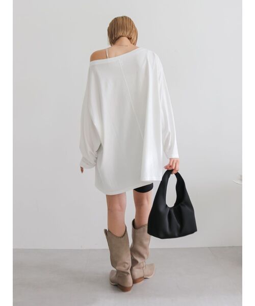 Ungrid（アングリッド）の「ボートネックビックシルエットロングスリーブTee（Tシャツ/カットソー・レディース・オフホワイト/チャコールグレー/ライトグレー/ピンク・FREE）」の22枚目の写真