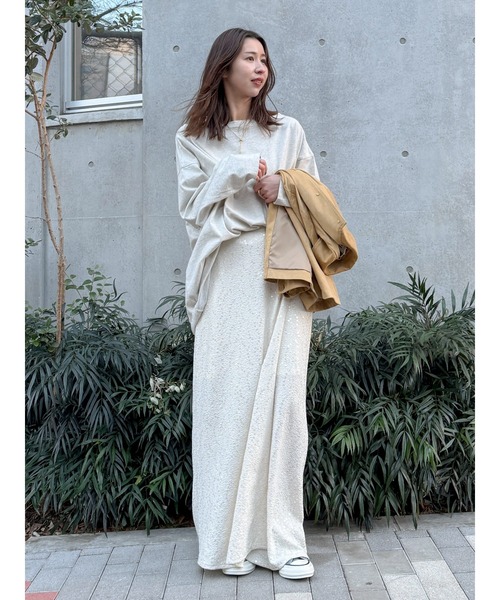 ungrid  ビックシルエットロングスリーブTEE Ungrid（アングリッド） tシャツ ボートネックビックシルエットロング
