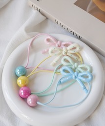 hymy | 【 hymy-ヒュミュ- 】 ドット リボン ヘアゴム 4個セット_(ヘアゴム)