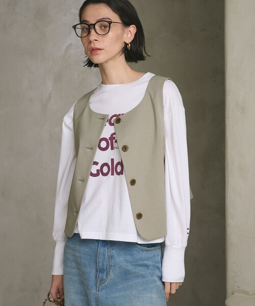 BEAUTY&YOUTH UNITED ARROWS（ビューティーアンドユースユナイテッドアローズ）の「スクエアネック 2WAYベスト 吸水速乾 防シワ UV（ベスト・レディース・ベージュ/ダークグレー・M/S）」の2枚目の写真