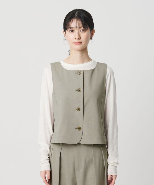 BEAUTY&YOUTH UNITED ARROWS（ビューティーアンドユースユナイテッドアローズ）の「スクエアネック 2WAYベスト 吸水速乾 防シワ UV（ベスト・レディース・ベージュ/ダークグレー・M/S）」の8枚目の写真