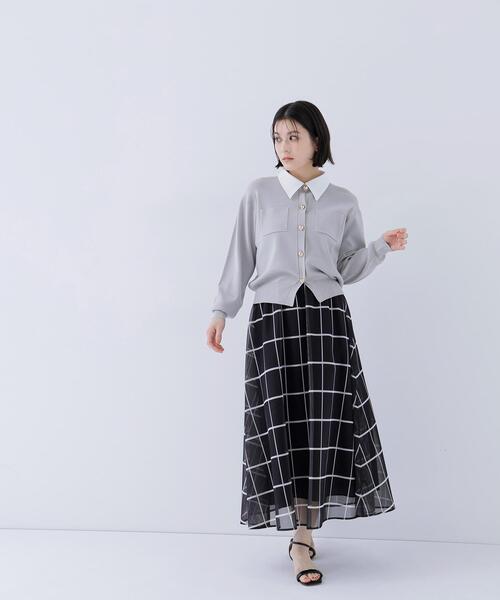 NATURAL BEAUTY BASIC(ナチュラルビューティーベーシック)の「◇2wayカラーニットカーディガン(カーディガン/ボレロ・レディース・グレー/オフホワイト/ブルー/ネイビー/ピンク・FREE)」の6枚目の写真