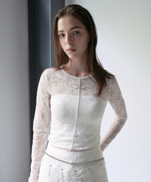ROLAROLA | LACE SEE-THROUGH T-SHIRT WHITE(Tシャツ/カットソー)