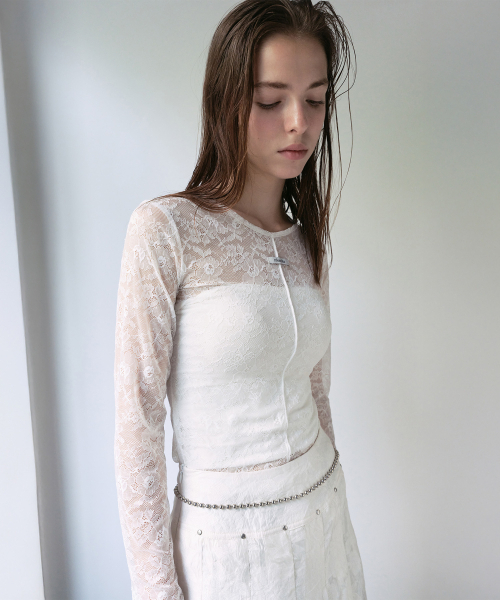 ROLAROLA（ロラロラ）の「LACE SEE-THROUGH T-SHIRT WHITE（Tシャツ/カットソー・レディース・その他・FREE）」の2枚目の写真