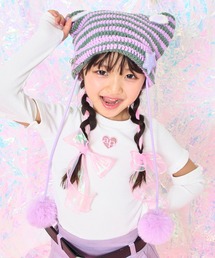 ANAP kids（アナップキッズ）の「ボーダー ネコ耳 ニット帽（ニットキャップ/ビーニー）」
