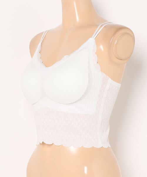 Lace Ladies(レースレディース)の「バック クロス パッド付き スカラップ ブラトップ(キャミソール・レディース・ホワイト/ベージュ/ブラック・FREE)」の4枚目の写真