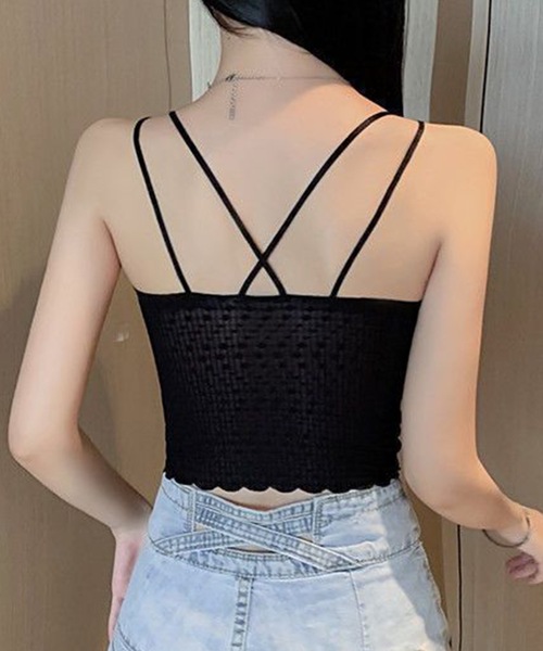 Lace Ladies(レースレディース)の「バック クロス パッド付き スカラップ ブラトップ(キャミソール・レディース・ホワイト/ベージュ/ブラック・FREE)」の8枚目の写真