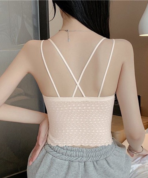 Lace Ladies(レースレディース)の「バック クロス パッド付き スカラップ ブラトップ(キャミソール・レディース・ホワイト/ベージュ/ブラック・FREE)」の13枚目の写真