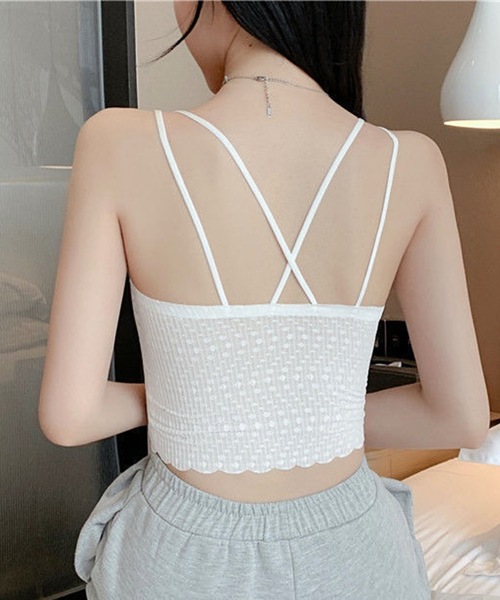 Lace Ladies(レースレディース)の「バック クロス パッド付き スカラップ ブラトップ(キャミソール・レディース・ホワイト/ベージュ/ブラック・FREE)」の16枚目の写真