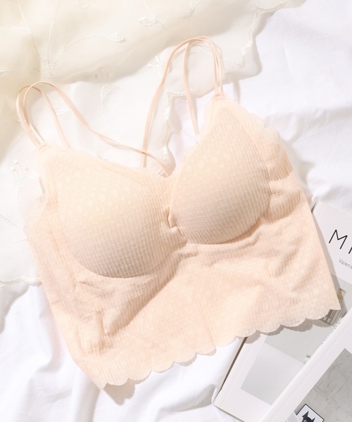Lace Ladies(レースレディース)の「バック クロス パッド付き スカラップ ブラトップ(キャミソール・レディース・ホワイト/ベージュ/ブラック・FREE)」の18枚目の写真