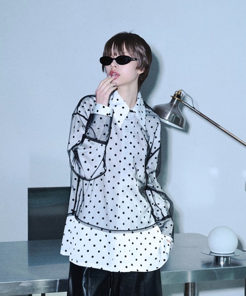 seyto(セイト)の「Tulle layerd shirt tops / チュールレイヤードシャツトップス(その他トップス・メンズ・ブラック/ブルー・3/2)」の4枚目の写真