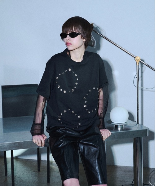 seyto(セイト)の「Tulle layerd shirt tops / チュールレイヤードシャツトップス(その他トップス・メンズ・ブラック/ブルー・3/2)」の12枚目の写真