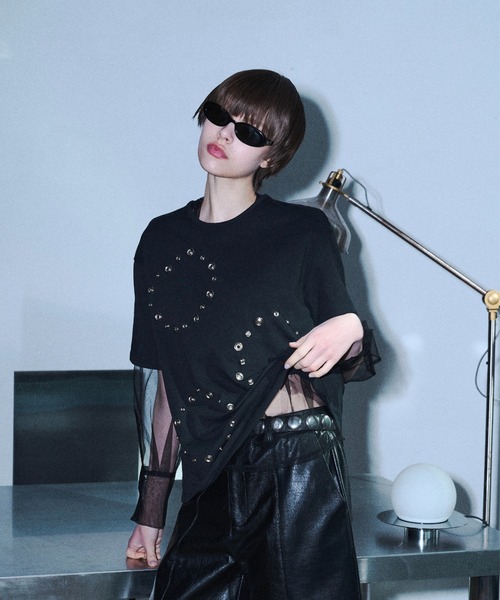 seyto(セイト)の「Tulle layerd shirt tops / チュールレイヤードシャツトップス(その他トップス・メンズ・ブラック/ブルー・3/2)」の15枚目の写真