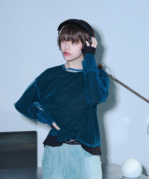 seyto(セイト)の「Tulle layerd shirt tops / チュールレイヤードシャツトップス(その他トップス・メンズ・ブラック/ブルー・3/2)」の20枚目の写真