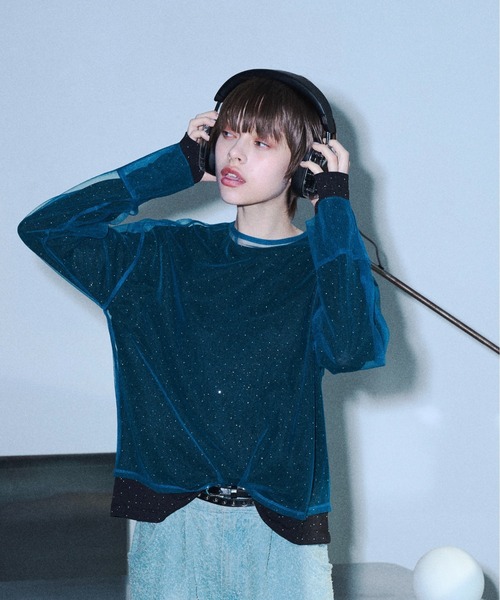 seyto(セイト)の「Tulle layerd shirt tops / チュールレイヤードシャツトップス(その他トップス・メンズ・ブラック/ブルー・3/2)」の22枚目の写真