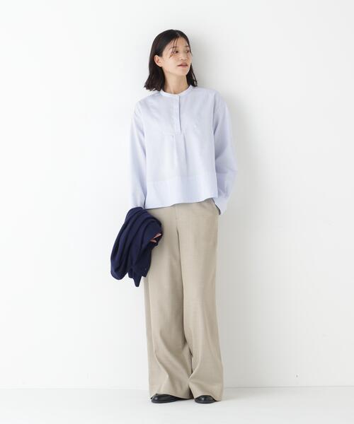 human woman（ヒューマンウーマン）の「◆ベーシックシャツ（シャツ/ブラウス・レディース・ホワイト/ブルー・MEDIUM）」の9枚目の写真