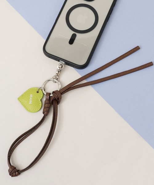 Beau're(ヴュレ)の「【BEAURE】26SS新色追加!≪別注≫Heart Colored Leather Cord 携帯ストラップ(スマホグッズ・レディース・ライトグリーン/ブラック/ベージュ/ブラウン/ライトブルー/ネイビー/グレイッシュベージュ/ブラウン系その他2・FREE)」の9枚目の写真