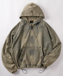 SlashDate（スラッシュデイト）の「【88】ヴィンテージライク デニム カモフラ柄 フードブルゾン ドローコード付【セットアップ可能】（ブルゾン）」